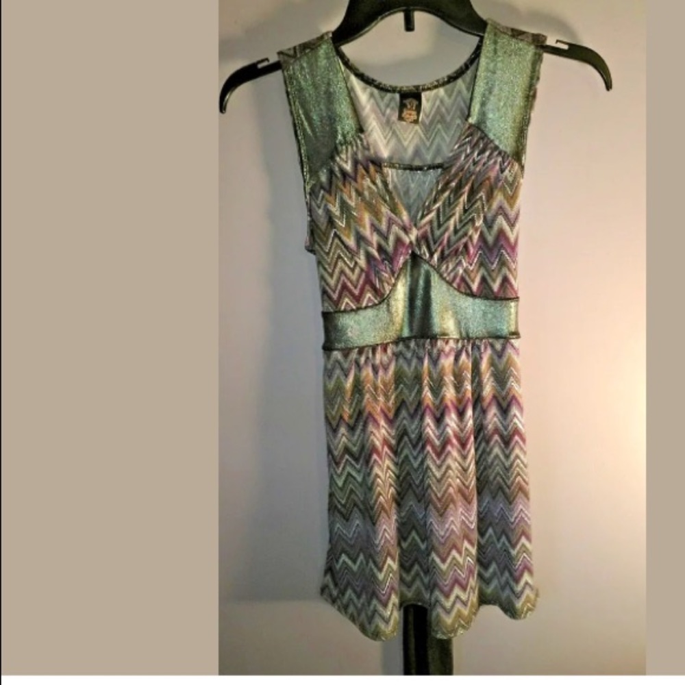 V1 Couture Tank Blouse Small Glitter Silver V-Neck